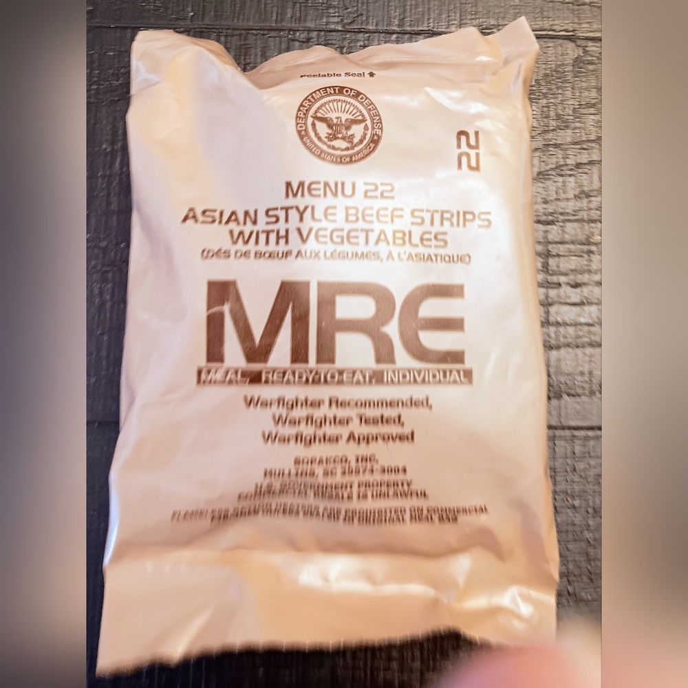 Meal, Ready to Eat MRE Menu #22 Asian Style Beef Strips Vegetables